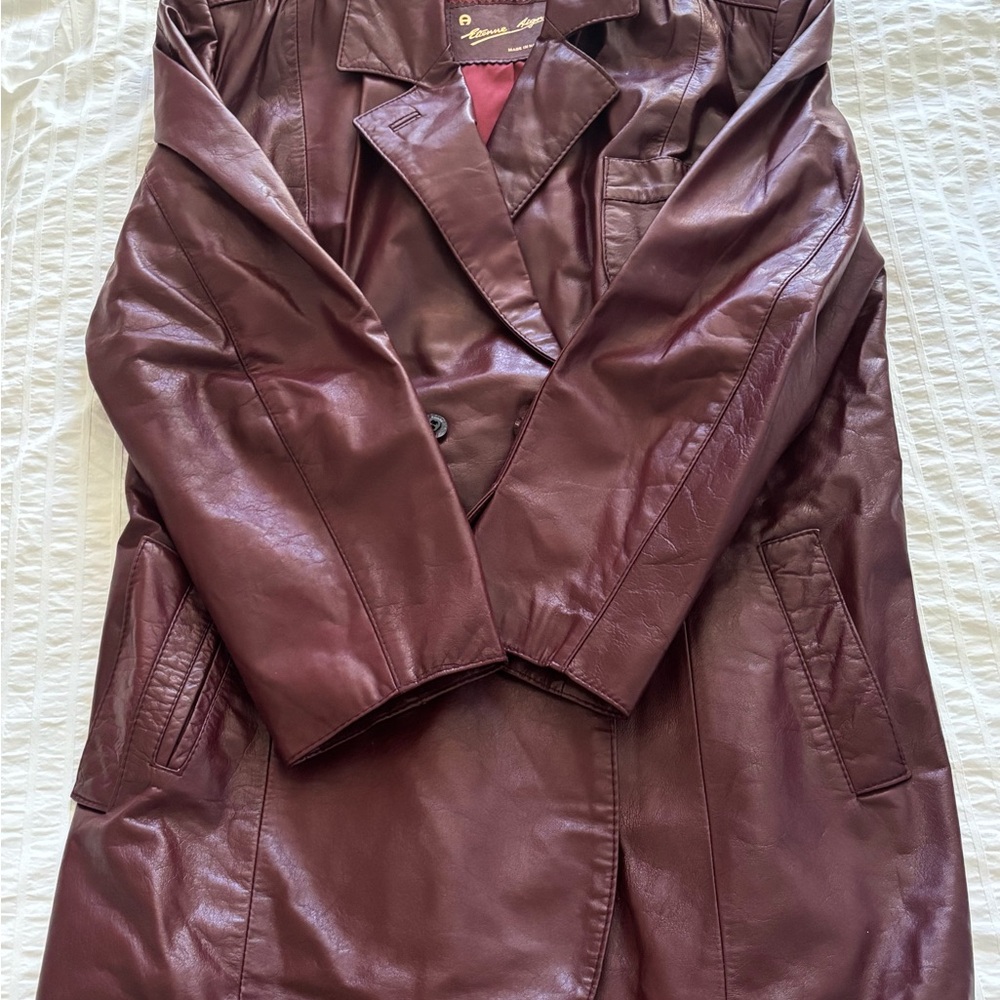 Etienne Aigner Deep Burgundy Leather Jacket